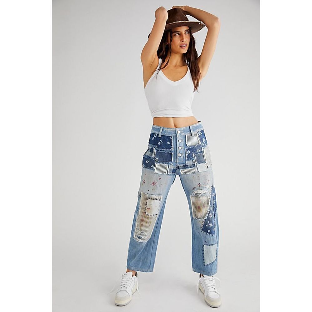 New FreeΒ people - We The FreeβAzalea Patchwork Jeans Daisy Blue sizeβ27